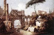 Giuseppe Zais Ancient Ruins with a Great Arch and a Column oil painting